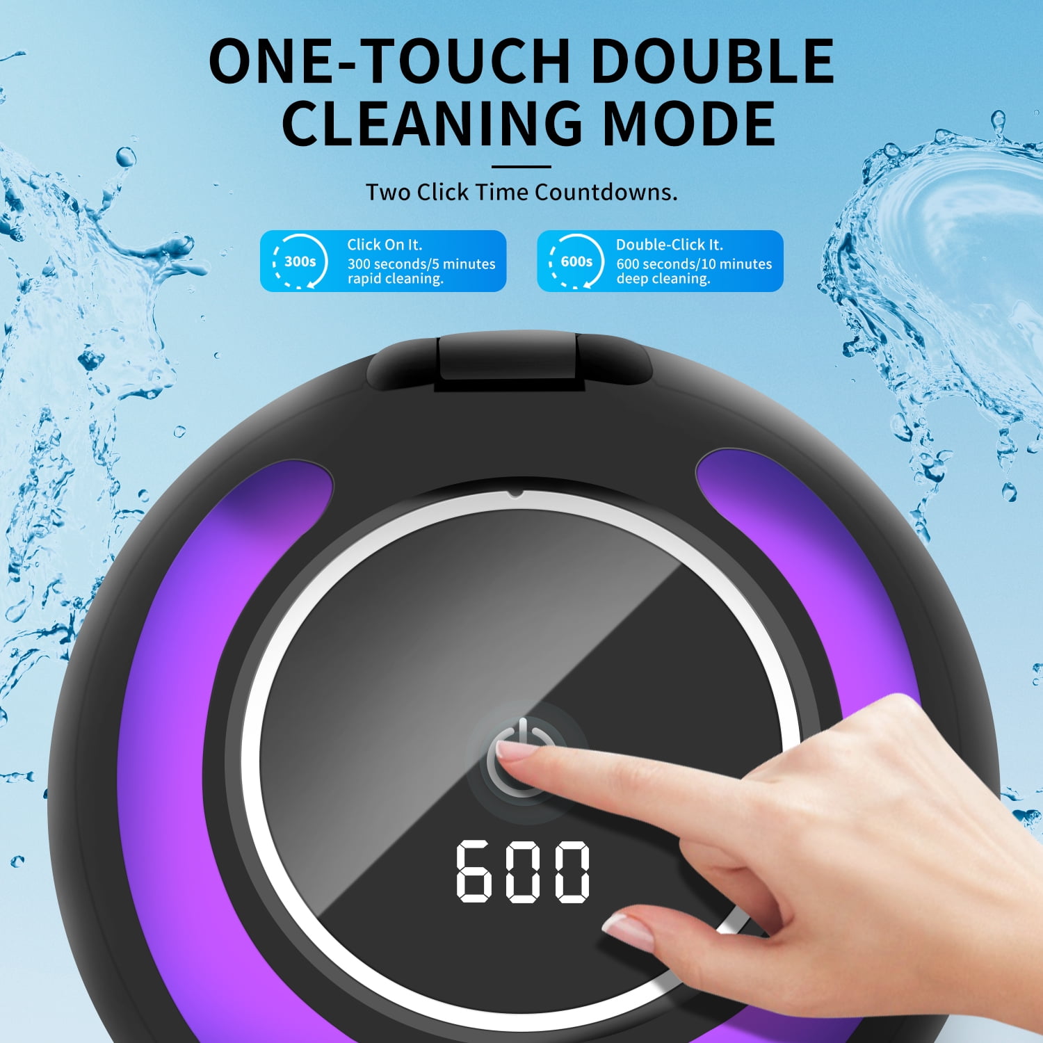 Gowinsee Ultrasonic Denture Cleaner, Ultrasonic Jewelry Cleaner, 42 kHz, Stainless Steel, Black