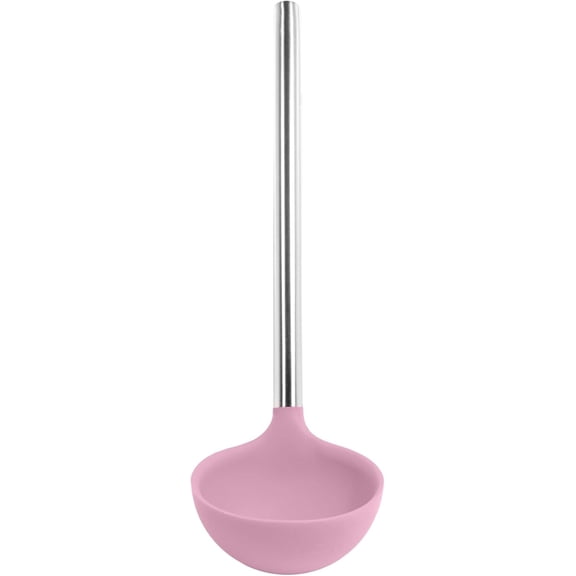 Tovolo Silicone Ladle with Stainless Steel Handle Pink Sorbet Soup Ladle Large, Dishwasher Safe Heat Resistant BPA Silicone Ladle Deep Spoon with Reinforced Nylon Core for Soup, Stew, Sauce & Punch