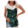thumbnail image 1 of Camiseta sin mangas de encaje con estampado de mujer Camiseta sin mangas de empalme de cuello redondo Camiseta ligera y cómoda delgada OAVQHLG3B Store  lin121212, 1 of 5