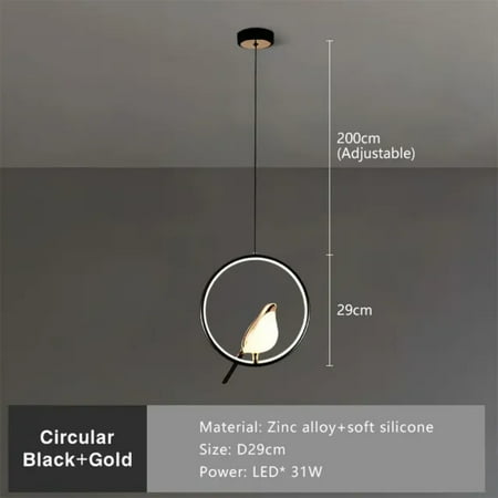 

CHNGSNG Luxurious and Elegant Magpie Bird LED Cord Pendant Lights - Postmodern Indoor Lighting for Bedroom Chandelier Lamps Bedside Lighting