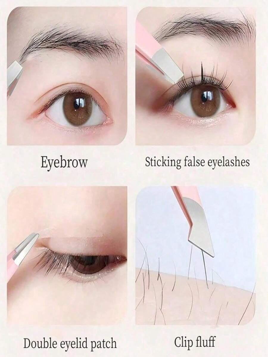 4Pcs Precision Tweezers Set For Eyebrows, Professional Stainless Steel Tweezers For Eyebrows - Great Precision For Facial Hair