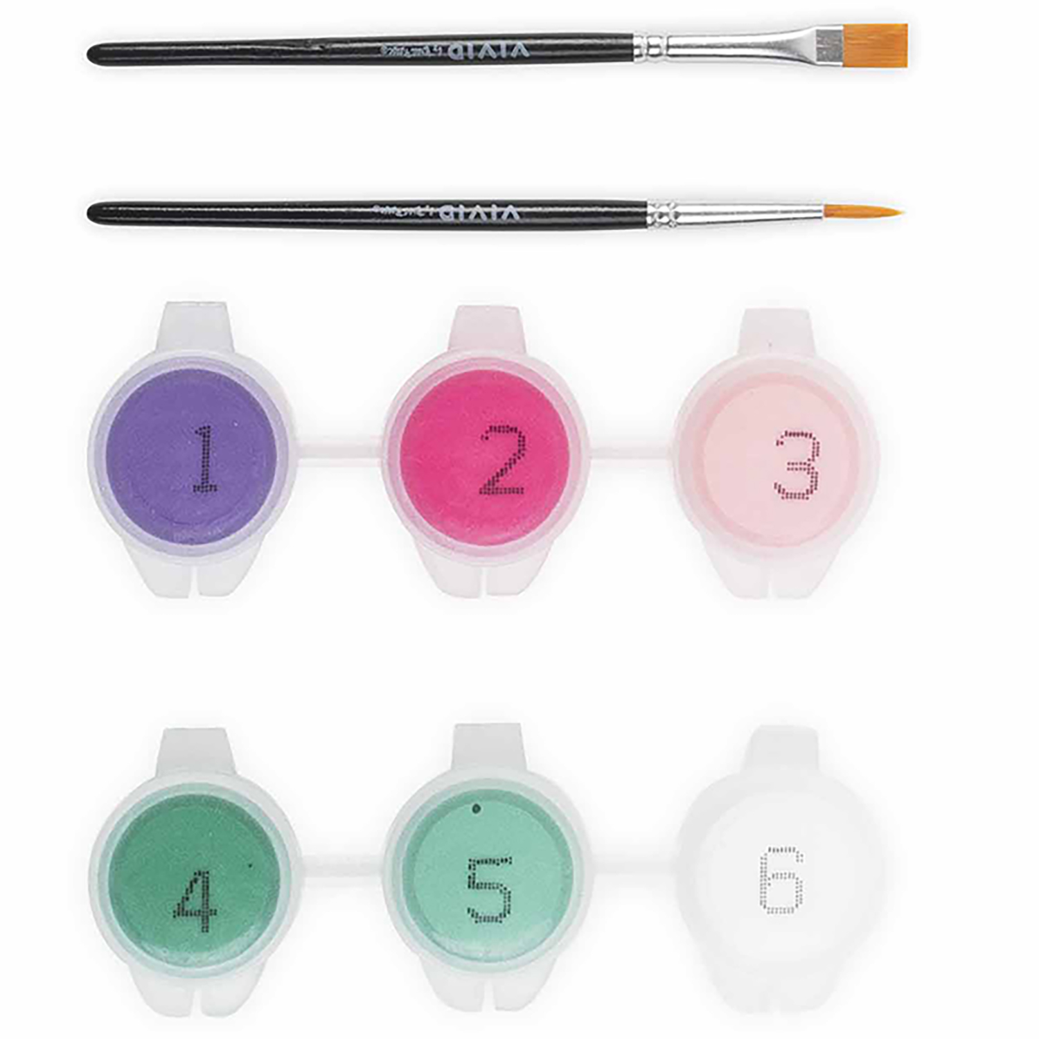 Vivid by Brea Reese: Acrylic Mini Paint-By-Number Kit – Flower Heart - 6 x 6" Canvas, 6 Paint Pods, 2 Brushes, Purple-Pink-Green Colors, DIY Art Craft
