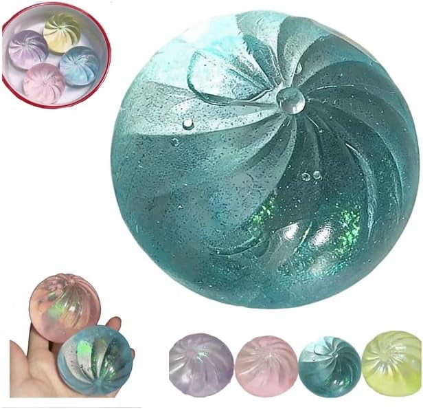 Juguete Squishy De Dumpling Con Glitter | 9x9 Cm | TPR Suave Y Elástico | Bola De Masa Con Vaporera | Anti-Estrés Para Niños Y Adultos