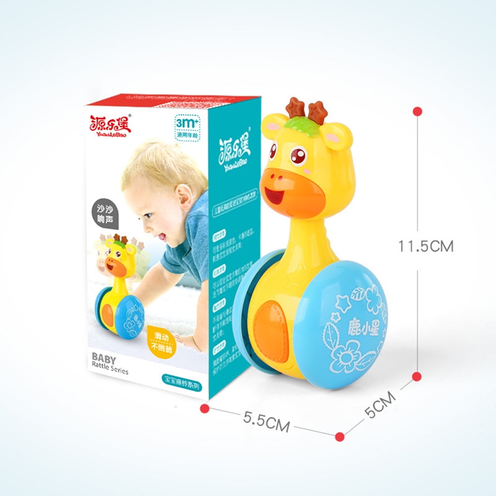 Cartoon Animal Giraffe Tumbler Doll Roly-poly Rattles Ring Bell Baby Kids Toy LH