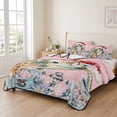 thumbnail image 2 of Quilts Twin XL Size Bedding Set, Christmas Sea Turtle Lightweight Quilted Comforter, Winter Snowflakes Coastal Nautical Pink Reversible Bedspread Coverlet with Pillow Covers for All Season, 68" x 98", 2 of 9