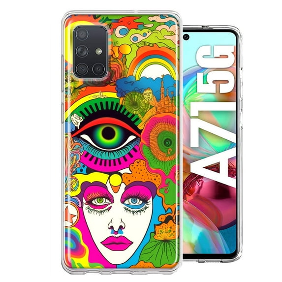 MUNDAZE Samsung Galaxy A71 4G Shockproof Clear Hybrid Protective Phone Case Neon Rainbow Psychedelic Trippy Hippie Daydream