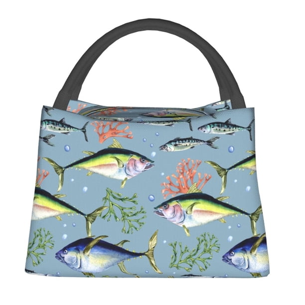 Fotbe Various Wild Sea Fish Bolsa Térmica Portátil con Estampado, Bolsa de Entrega de Alimentos Aislada, Bolsa Reutilizable de Gran Capacidad para Comidas y Supermercado