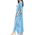 thumbnail image 4 of Sakkas Favi Womens Casual Long Maxi Dress Caftan Cover Up Loungewear in Rayon - Light Blue - One Size Regular, 4 of 5