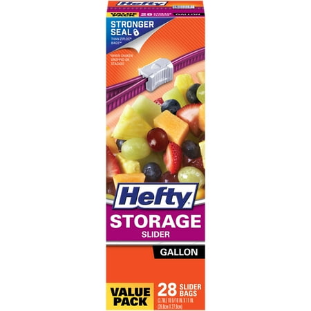 Hefty Gallon Storage Slider Bags Value Pack, 28 count