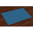 thumbnail image 1 of Ambesonne Nautical Place Mats Set of 4, Marine Ocean Waves, Standard Size, Blue Dark Blue, 1 of 4