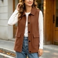 thumbnail image 2 of Staron Fall Vest for Women Casual Knit Vest Sleeveless Solid Lightweight Comfy Loose Longline Vest Jacket Brown M, 2 of 7