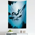 thumbnail image 1 of Underwater Tapestry, Mermaid and Dolphins Underwater View Travel Diving Fin Sea Life, Fabric Wall Hanging Decor for Bedroom Living Room Dorm, 5 Sizes, Blue Black Petrol Blue, by Ambesonne, 1 of 1