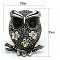 thumbnail image 2 of Luxe Jewelry Designs Women's Stainless Steel Owl Shaped Ring with Smoked Quartz Crystals - Size 6, 2 of 4