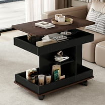 Harper & Bright Designs Modern Lift Top Coffee Table with Storage, Adjustable End Table with Wheels, Sofa Side Table for Small Space, Black Brown