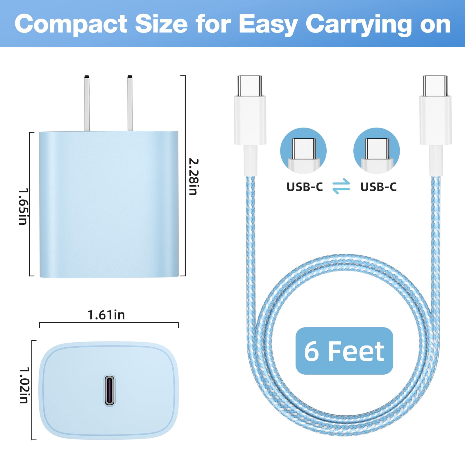 Phone Charger Fast Charging Type C Charger USB C Charger Block 4Pack 6FT Charging Cable for Phone Fast Charger Compatible with i-Phone 16/16 Plus/16 Pro/16 Pro Max/i-Phone 15/15 Pro Max/iPad and More