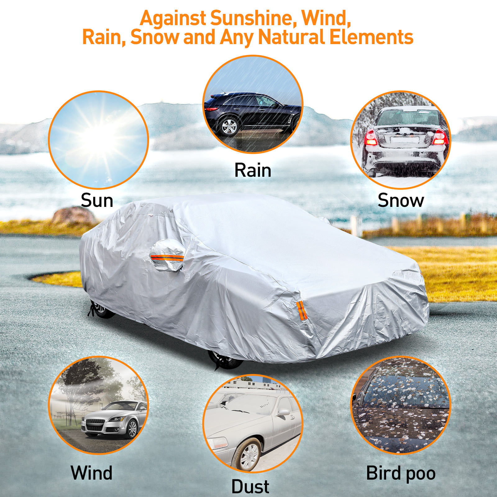 Full Car Rain Bird Dirt Cover UV Protection Waterproof Outdoor Indoor Breathable 