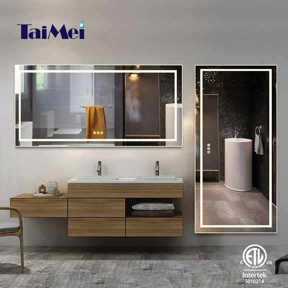 Taimei 60" W x 36" H x 1.5” D(MD04-6036SF2) LED Lighted Mirror, Touch Screen power on/off elegant design by FOCA US