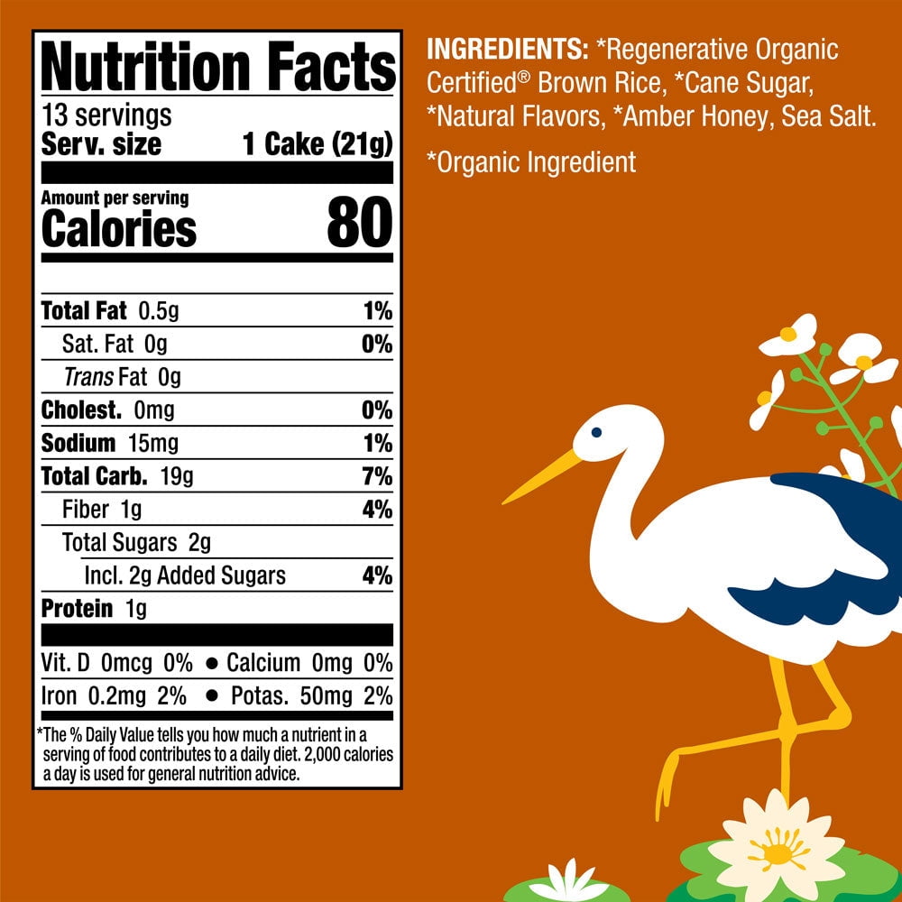 Pack of 6, Lundberg Organic Honey Nut Rice Cakes, 9.6 oz
