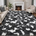 thumbnail image 3 of Lalado 5ft x 8ft Shag Area Rug, Soft Fluffy Indoor Tie-Dye Area Rugs for Living Room Bedroom Decor Carpet, Gray & White, 3 of 8