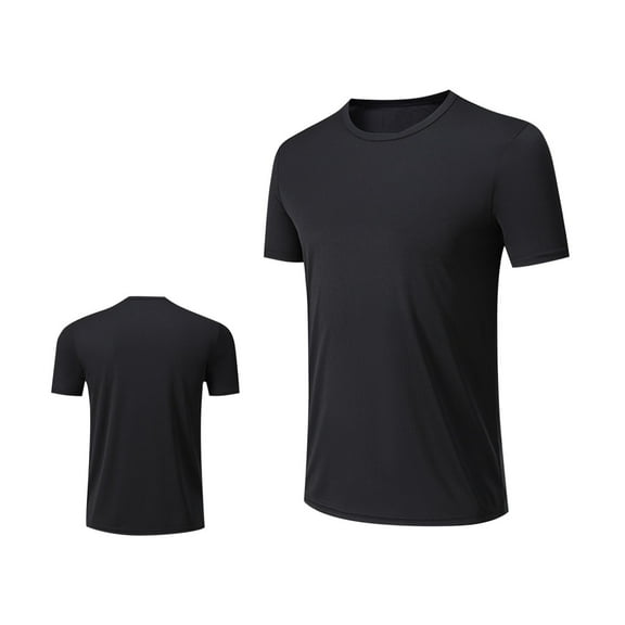 Wyobmus Workout Shirts for Men Short Sleeve Slim Fit Active Crew Neck Basic Shirt High Stretch Running Gym Workout Tops S-3Xl Black