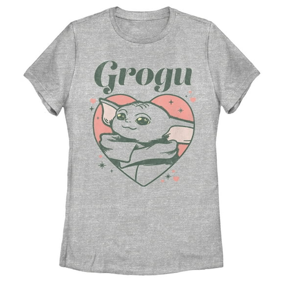 Women's Star Wars: The Mandalorian Valentine's Day The Child Sparkling Eyes  Graphic Tee Athletic Heather Large