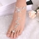thumbnail image 4 of Pulseras de anillo de hoja NQ boda nupcial tobillera plata arnés mano anillos dedos accesorios mujeres niñas, 4 of 5