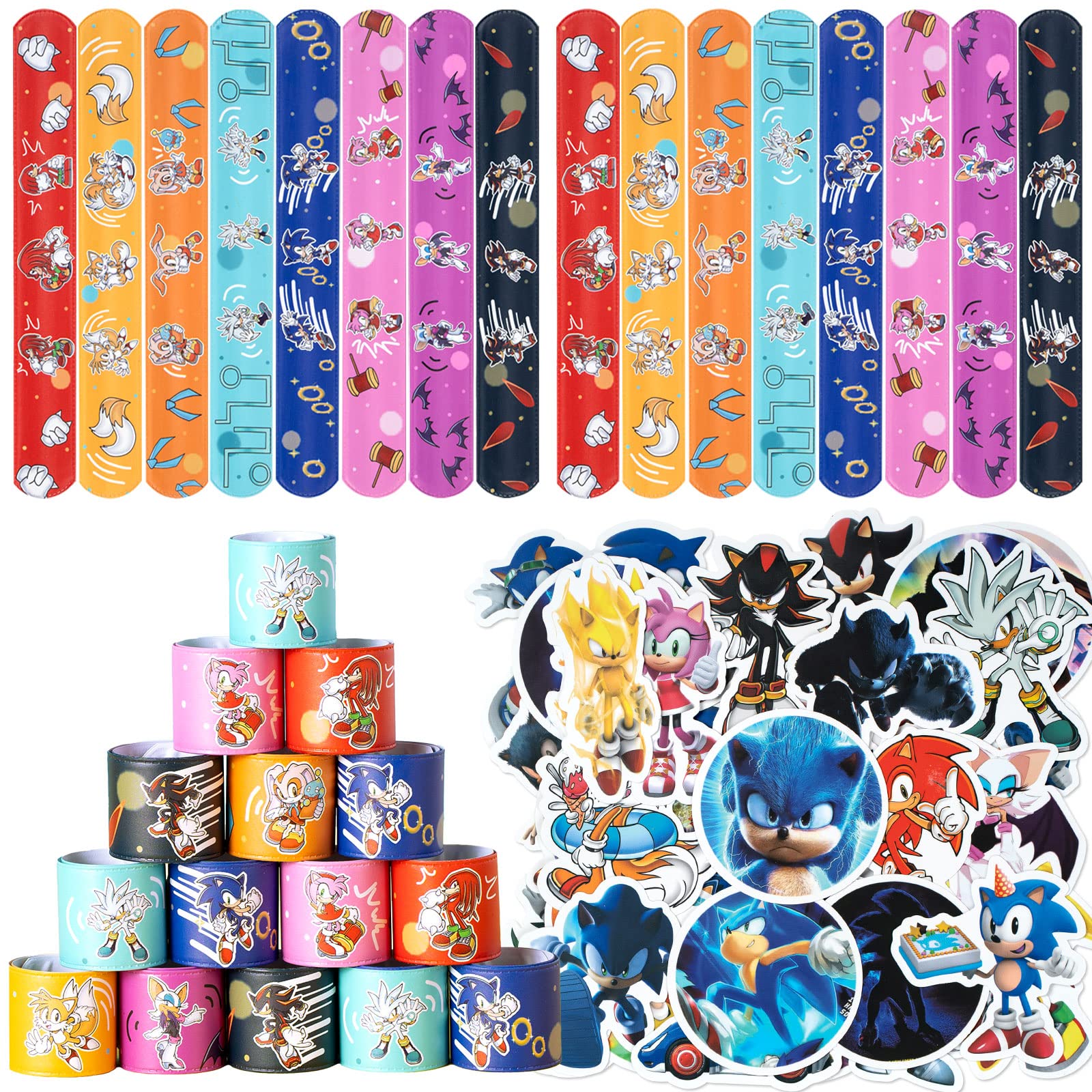 82Pcs Party Favors, Slap Bracelet Set,include 32Pcs Slap Bracelet and