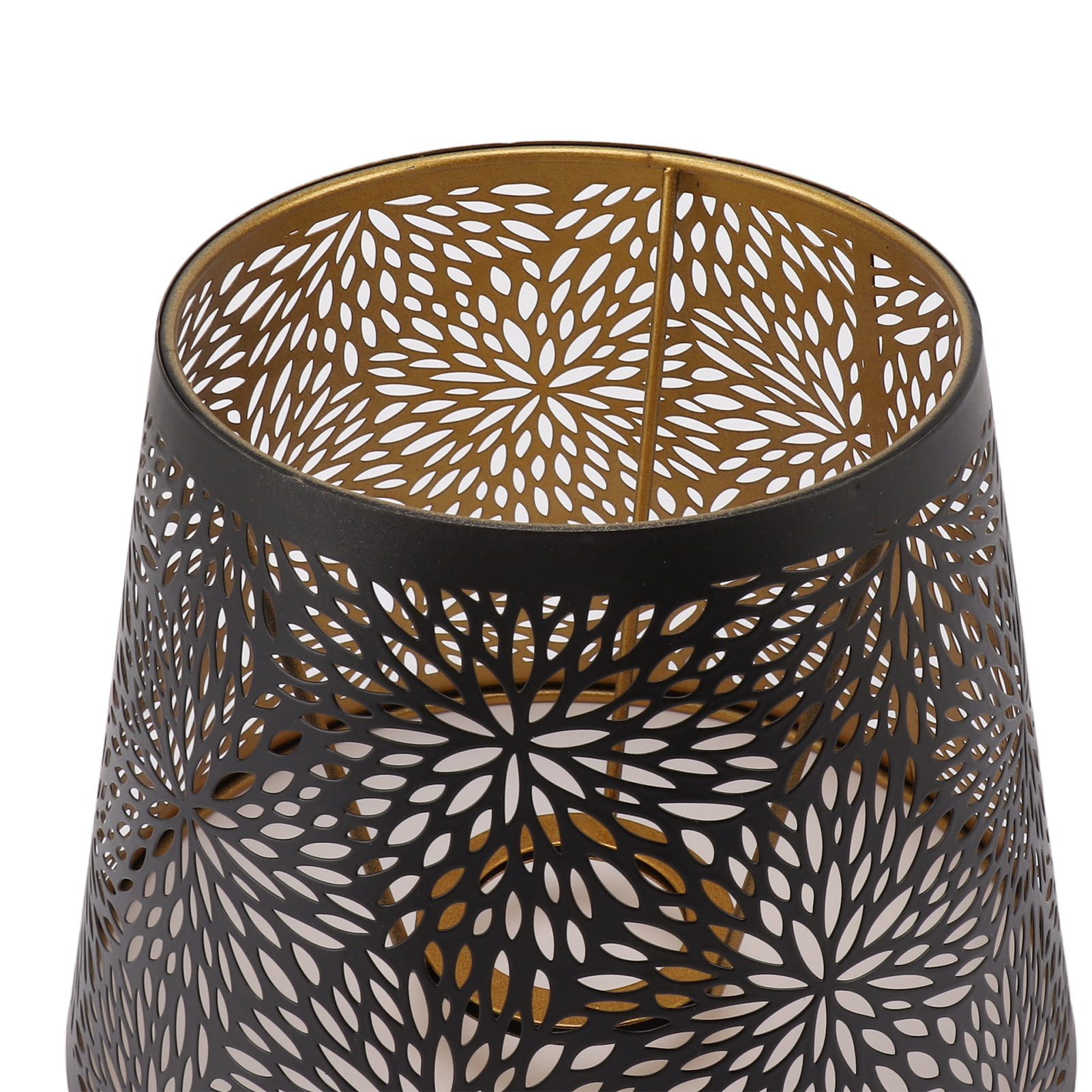 Rupoun Decorative Metal Lamp Shade for E26 E27 Bulbs, Forest Tree Style Hollow Out Iron Lampshade Cover with Inner Gold Pattern, Black Bedside Table and Wall Light Replacement (7.5 in / 19 cm)
