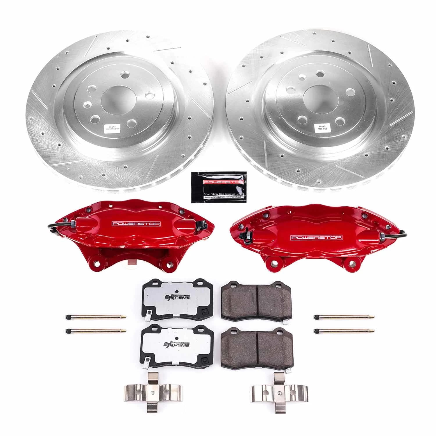 PowerStop Rear Z26 Street Warrior Brake Pad and Rotor Kit with Red Powder Coated Calipers Fits: CADILLAC Select Models KC3019A-26