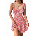 thumbnail image 2 of Women'S Boho Floral Dress Romper Spaghetti Strap Smocked Dress Pink L, 2 of 7
