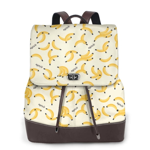 Disketp Banana Mochila de Cuero para Mujer, Bolso de Espalda Antirrobo con Estilo para Viaje, Trabajo y Uso Diario