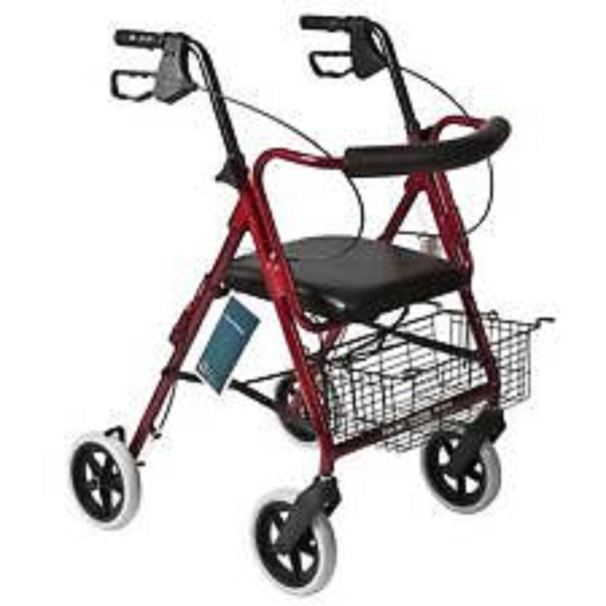 Roscoe Medical Deluxe Rollator with Padded Seat, 8" Wheels (Burgundy