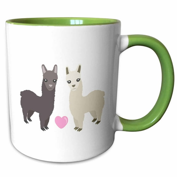 3drose, Alpaca Love, 15oz Two-tone Green Mug