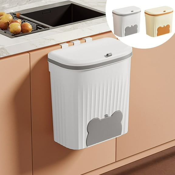 Kitchen Trash Can, Step-On Garbage Can with Lid, Tall Kitchen & Bathroom Trash Can, Small Office Waste Bin, Beige - Xuniizn