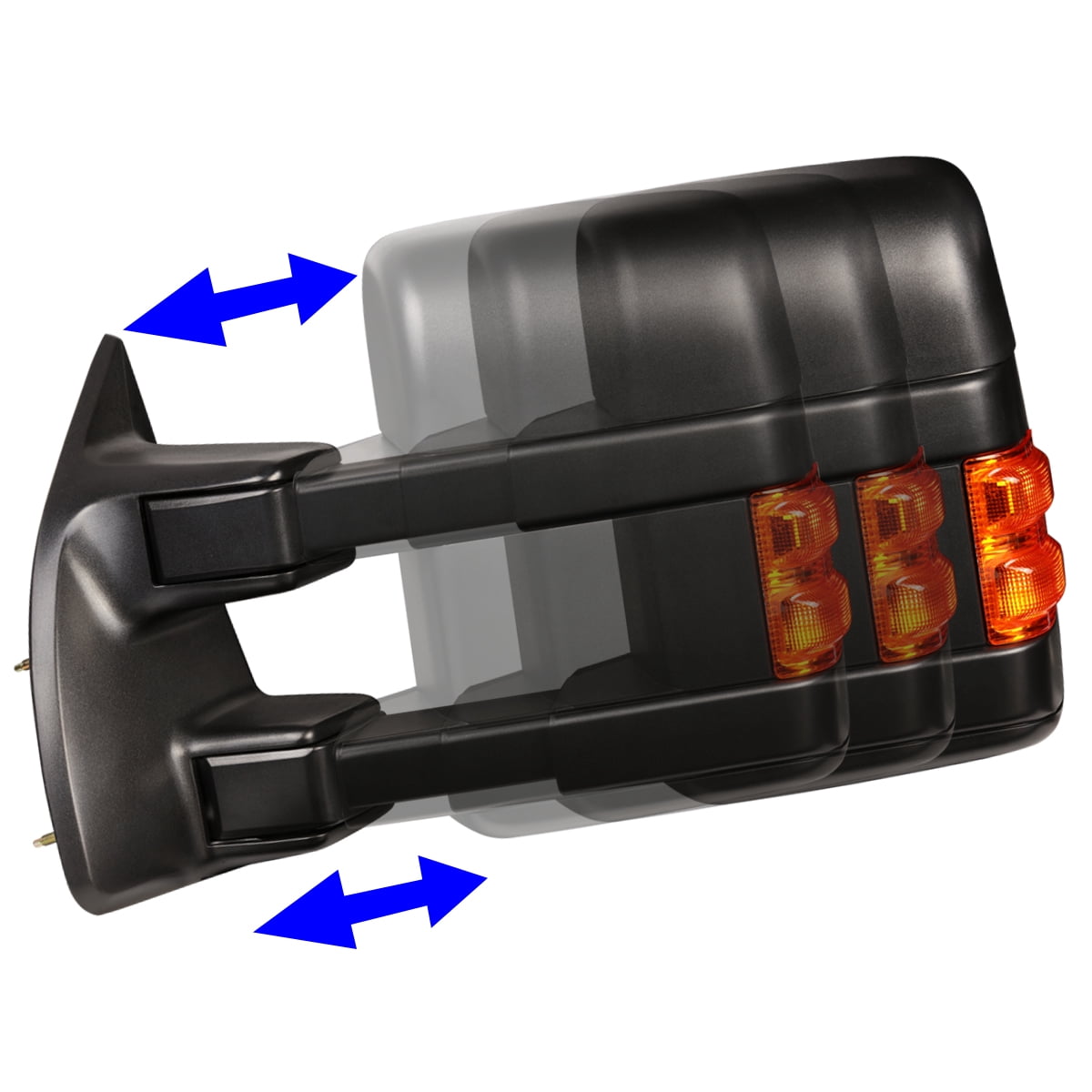 DNA Motoring Black Heated Power Towing Mirrors With LED Turn Signal - Compatible With 2008-2016 Ford F250/F350/F450/F550 Super Duty