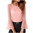 thumbnail image 2 of Miqool Hauts Habillés pour Femmes à Manches 3/4 Blouse Élégante à Col Ras du Cou Mode Décontractée Travail Soirée Fête, 2 of 8