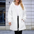 thumbnail image 4 of Women'S Long Sleeve Hooded Cardigan with Zipper Loose Plush Cardigan Jacket Women'S Plush Jacket White XL, 4 of 7