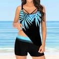 thumbnail image 2 of Tankini Swimsuits for Women Plus Size Print Strappy Back Set Two Piece Swimdress Bathing Suits, 2 of 7