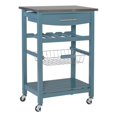 thumbnail image 1 of Linon Natalie Wood Stainless Steel Top Kitchen Cart in Blue, 1 of 15
