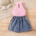 thumbnail image 4 of Amidoa Girls 2 Piece Outfits Summer Clothes Tank Top Floral Print Sleeveless Solid Color Cute T-Shirt and Casual Shorts Kids Clothing Sets Pink Size 7, 4 of 9