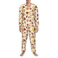 thumbnail image 3 of Uemuo Autumn Leaves 1 Pattern 2-Piece Loungewear Set - Men’s Soft Sleepwear, Cozy Winter PJs, Comfy Sleep Set-Large, 3 of 7