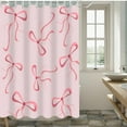 thumbnail image 2 of 4Pcs Pink Bow Shower Curtain Set Cute Bow Tie Bathroom Shower Curtains with 12 Hooks Bow Knot Aesthetic Bathroom Sets with Shower Curtain and Accessories, 2 of 8