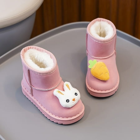 

Children‘s Snow Boots Christmas Gift Carrot Rabbit fleece-lined Thickened Snow Boots New Boys and Girls Cartoon Cotton Shoes