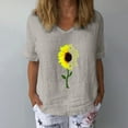 thumbnail image 1 of Fiudx Ofertas Del Día Camiseta de Manga Corta con Cuello En V y Estampado de Girasol para Mujer, Blusa Informal Holgada, 1 of 3