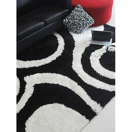 Rugsotic Carpets Hand Tufted Polyester 8 X10 Area Rug Contemporary Black White K00077 Rugsotic Carpets Hand Tufted Polyester 8 X10 Area Rug Contemporary Black White K00077