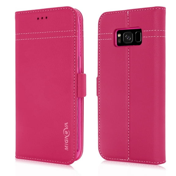 LG G6 Case, Mignova G6 Wallet Case Genuine Premium Leather Case (Magnetic Closure) (Card Holder) with Stand Flip for LG G6 2017 Release (Pink)