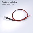 thumbnail image 4 of 5Pcs DC 12V 5mm Pre Wired LED, Flashing White Light Round Top Clear Lens Light Emitting Diodes with Edge, 4 of 4