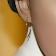 thumbnail image 6 of Sterling Silver Dangle Drop Teardrop Piercing Huggie Hoop Earlobe Earrings 18 GA Arc Handmade Hook (Sterling Silver | Smooth wire, 26mm | 18 GA), 6 of 6
