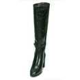 thumbnail image 5 of FSJ Women Classic Buckled Strap Knee High Boots Chunky High Heels Square Closed Toe Side Zipper Boots Comfort Casual Wear Shoes Size 9.5 Green, 5 of 5