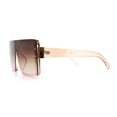 thumbnail image 6 of Rimless Oversized Monoblock Shield Rectangle Mobster Plastic Sunglasses Peach - Brown, 6 of 7